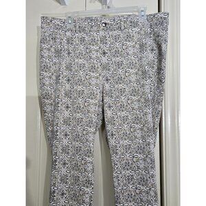 Rafaella Comfort Womens Printed Stretch Pants Size 18 Beige & Black Cotton Blend